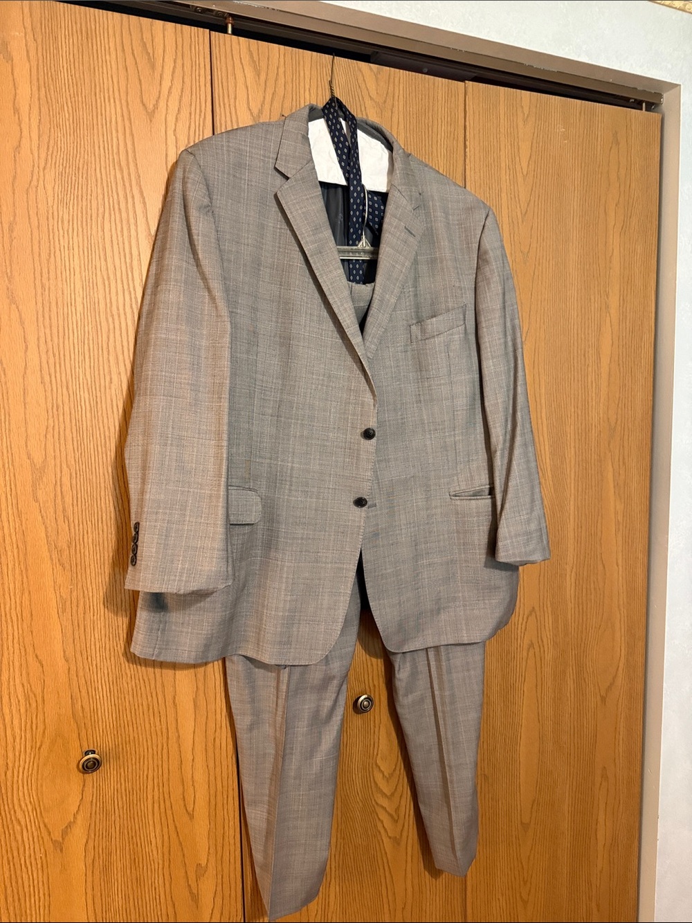 Jos. A. Bank Light Gray Windowpane Two-Piece Suit
